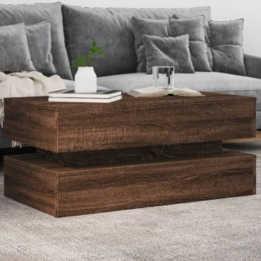 vidaXL Τραπεζάκι Σαλονιού με LED Καφέ Δρυς 90x50x40cm 1 τεμ.