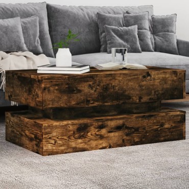 vidaXL Τραπεζάκι Σαλονιού με LED Καπνιστή Δρυς 90x50x40cm 1 τεμ.