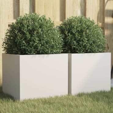 vidaXL Ζαρντινιέρες 2 τεμ. Λευκές 32x30x29εκ. από Χάλυβα