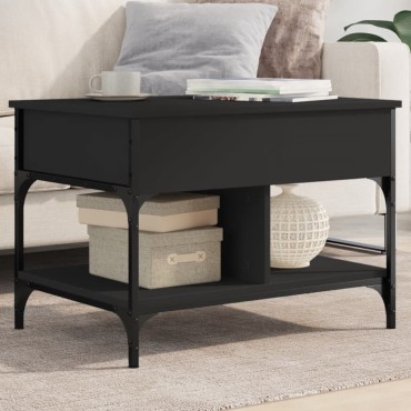 vidaXL Τραπεζάκι Σαλονιού Μαύρο 70x50x50cm Επεξ. Ξύλο/Μέταλλο 1 τεμ.