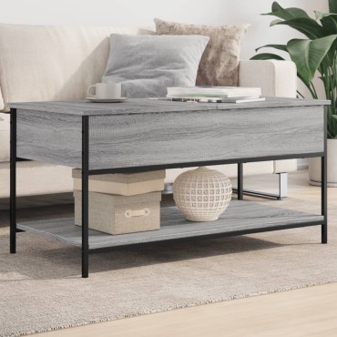 vidaXL Τραπεζάκι Σαλονιού Γκρι Sonoma 100x50x50cm Επεξ. Ξύλο/Μέταλλο 1 τεμ.