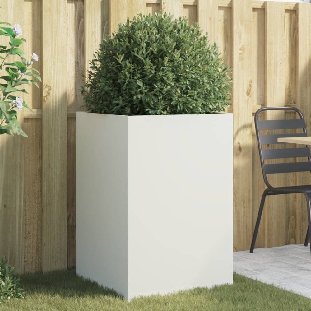vidaXL Ζαρντινιέρα Λευκή 52x48x75 εκ. από Χάλυβα
