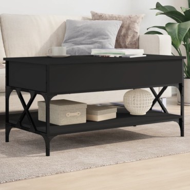 vidaXL Τραπεζάκι Σαλονιού Μαύρο 100x50x50cm Επεξ. Ξύλο & Μέταλλο 1 τεμ.