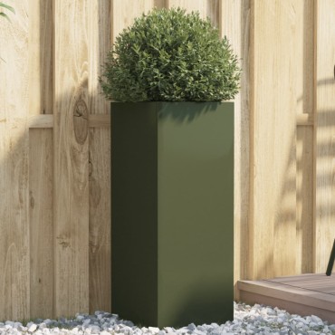 vidaXL Ζαρντινιέρα Λαδί 32x29x75εκ. από Χάλυβα