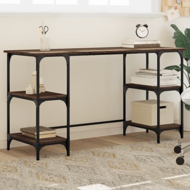 vidaXL Γραφείο Καφέ Δρυς 140x50x75cm Μέταλλο & Επεξεργασμένο Ξύλο 1 τεμ.