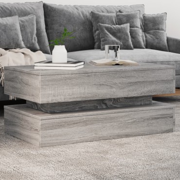 vidaXL Τραπεζάκι Σαλονιού με LED Γκρι Sonoma 90x50x40cm 1 τεμ.