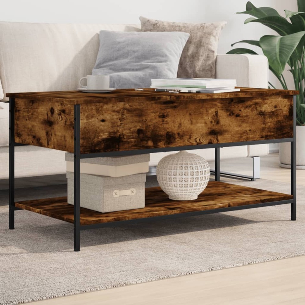 vidaXL Τραπεζάκι Σαλονιού Καπνιστή Δρυς 100x50x50cm Επεξεργ. Ξύλο 1 τεμ.