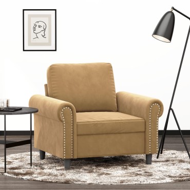 vidaXL Πολυθρόνα Καφέ Βελούδινη 92x77x80cm 1 τεμ. Γωνιακός