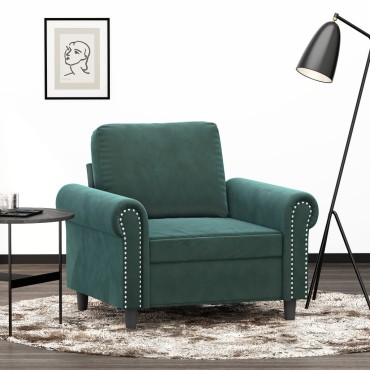 vidaXL Πολυθρόνα Σκούρο πράσινο Βελούδινη 92x77x80cm 1 τεμ. Γωνιακός