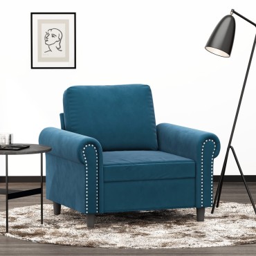vidaXL Πολυθρόνα Μπλε Βελούδινη 92x77x80cm 1 τεμ. Γωνιακός