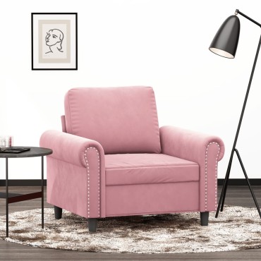 vidaXL Πολυθρόνα Ροζ Βελούδινη 92x77x80cm 1 τεμ. Γωνιακός