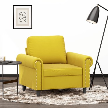 vidaXL Πολυθρόνα Κίτρινο Βελούδινη 92x77x80cm 1 τεμ. Γωνιακός