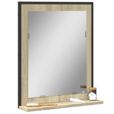vidaXL Καθρέφτης Μπάνιου με Ράφι Sonoma Δρυς 50x12x60cm Επεξ. Ξύλο 1 τεμ.