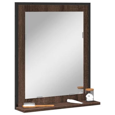 vidaXL Καθρέφτης Μπάνιου με Ράφι Καφέ Δρυς 50x12x60cm Επεξ. Ξύλο 1 τεμ.
