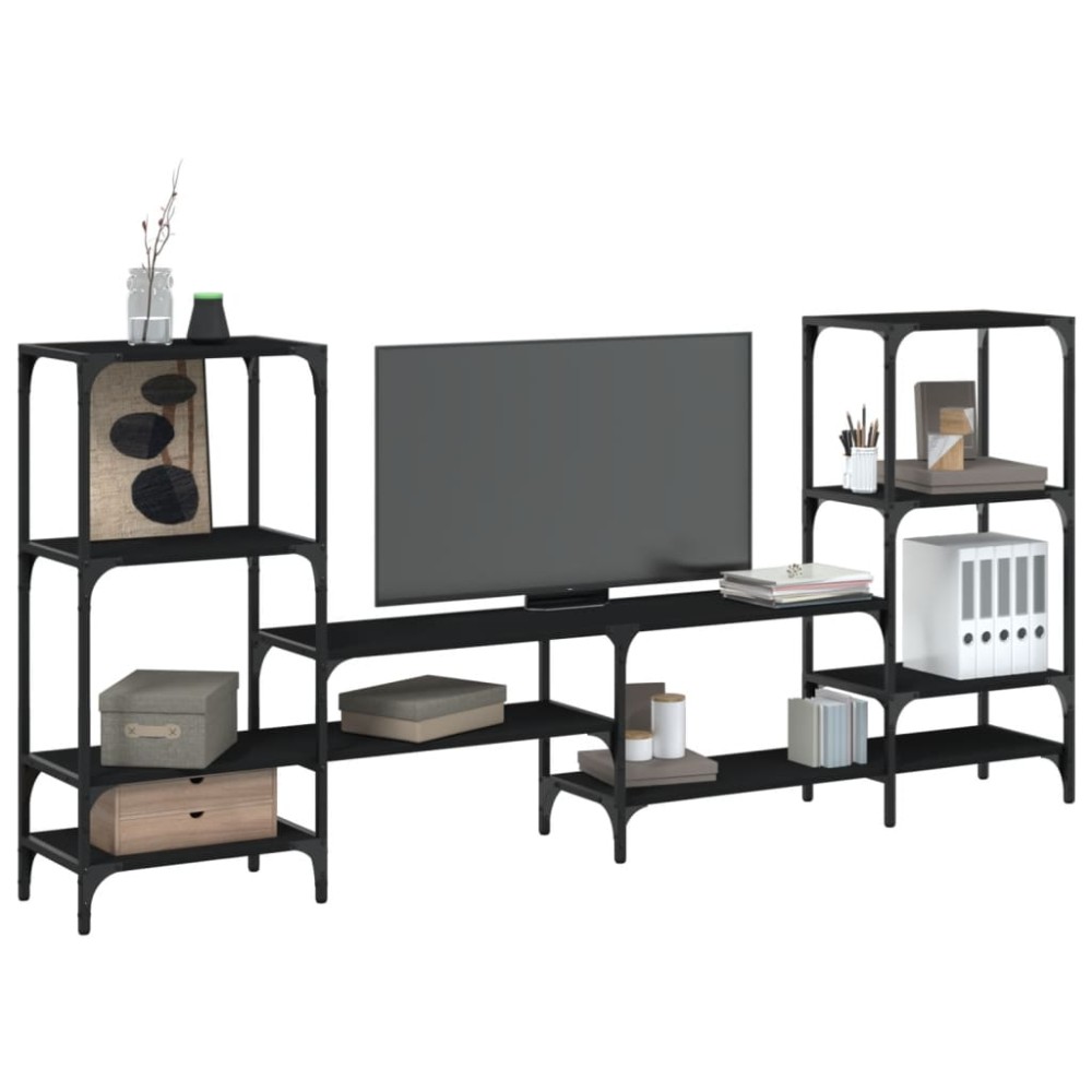 vidaXL Έπιπλο Τηλεόρασης Μαύρο 206,5x28,5x95cm Επεξεργασμένο Ξύλο