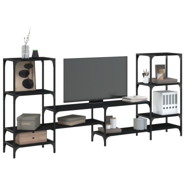 vidaXL Έπιπλο Τηλεόρασης Μαύρο 206,5x28,5x95cm Επεξεργασμένο Ξύλο