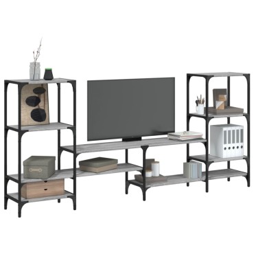 vidaXL Έπιπλο Τηλεόρασης Γκρι Sonoma 206,5x28,5x95cm από Επεξ. Ξύλο