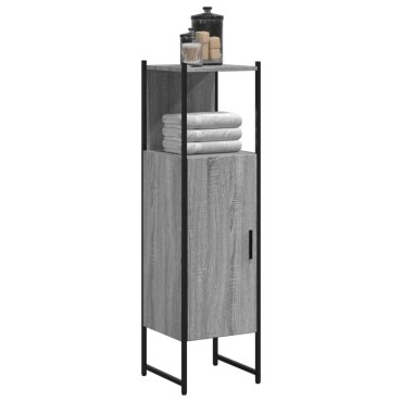 vidaXL Ντουλάπι Μπάνιου Γκρι Sonoma 33x33x120,5cm Επεξεργασμένο Ξύλο 1 τεμ.