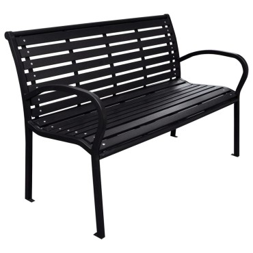 vidaXL Παγκάκι Κήπου Μαύρο από Ατσάλι και WPC 116x59x81cm 1 τεμ.