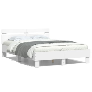 vidaXL Πλαίσιο Κρεβατιού με Κεφαλάρι/LED Λευκό 120x190cm 1 τεμ. - Μονό