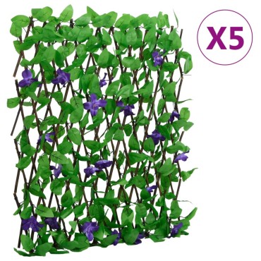 vidaXL Καφασωτό Επεκτεινόμενο 5 Τεμ. Πράσινο 180x70cm Τεχνητός Κισσός