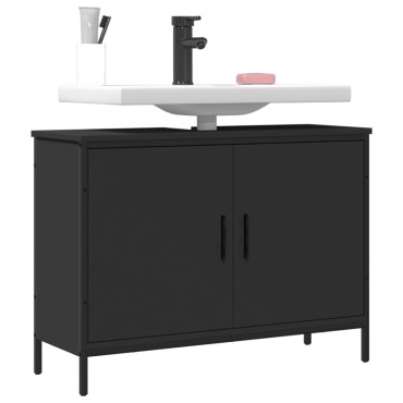 vidaXL Ντουλάπι Νιπτήρα Μπάνιου Μαύρο 80x30x60cm Επεξεργασμένο Ξύλο 1 τεμ.