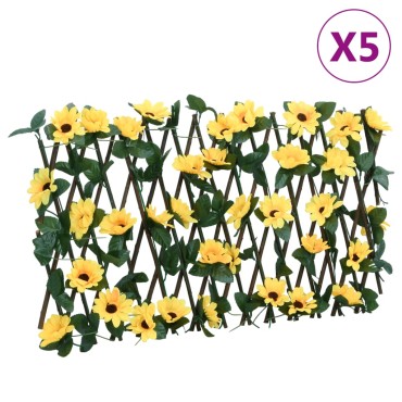 vidaXL Καφασωτό Επεκτεινόμενο 5 Τεμ. Κίτρινο 180x20cm Τεχνητός Κισσός