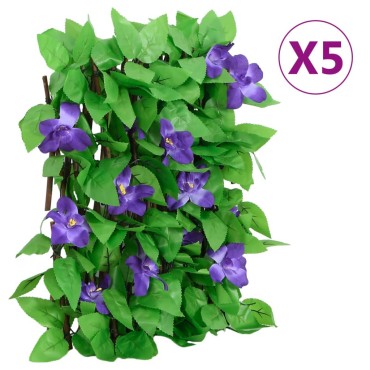 vidaXL Καφασωτό Επεκτεινόμενο 5 Τεμ. Πράσινο 180x20cm Τεχνητός Κισσός