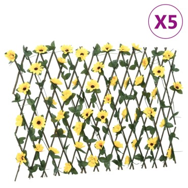vidaXL Καφασωτό Επεκτεινόμενο 5 Τεμ. Κίτρινο 180x60cm Τεχνητός Κισσός