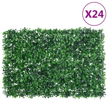  vidaXL Φράχτης 24 τεμ. Πράσινος 40 x 60 εκ. από Τεχνητά Φύλλα Θάμνου