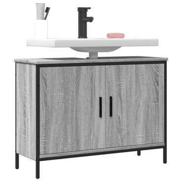 vidaXL Ντουλάπι Νιπτήρα Μπάνιου Γκρι Sonoma 80x30x60cm Επεξ. Ξύλο 1 τεμ.