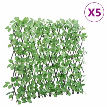 vidaXL Καφασωτό Επεκτεινόμενο 5 Τεμ. Πράσινο 180x65cm Τεχνητός Κισσός