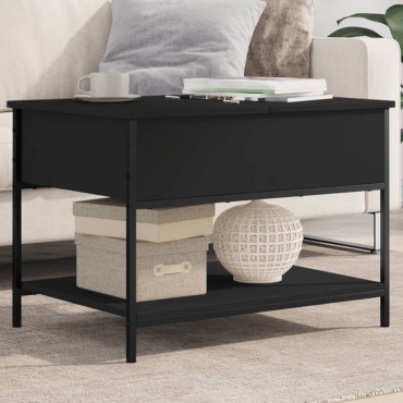vidaXL Τραπεζάκι Σαλονιού Μαύρο 70x50x50cm Επεξ. Ξύλο/Μέταλλο 1 τεμ.