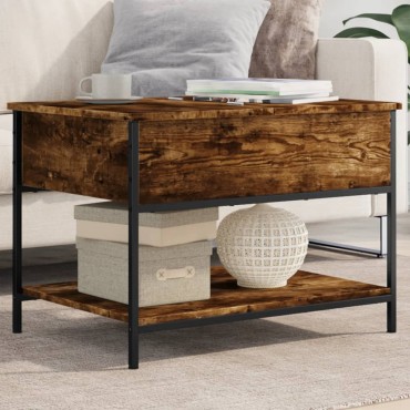 vidaXL Τραπεζάκι Σαλονιού Καπνιστή Δρυς 70x50x50cm Επ. Ξύλο&Μέταλλο 1 τεμ.