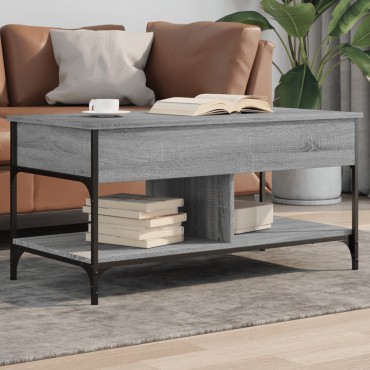 vidaXL Τραπεζάκι Σαλονιού Γκρι Sonoma 100x50x50cm Επεξ. Ξύλο/Μέταλλο 1 τεμ.