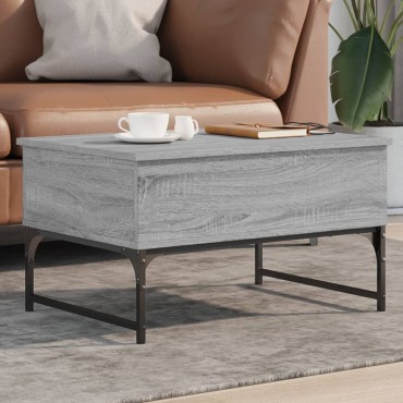 vidaXL Τραπεζάκι Σαλονιού Γκρι Sonoma 70x50x40cm Επεξ. Ξύλο/Μέταλλο 1 τεμ.
