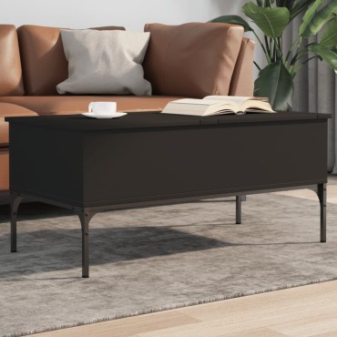 vidaXL Τραπεζάκι Σαλονιού Μαύρο 100x50x45cm Επεξ. Ξύλο & Μέταλλο 1 τεμ.