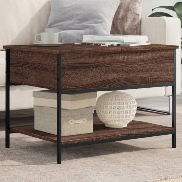 vidaXL Τραπεζάκι Σαλονιού Καφέ Δρυς 70x50x50cm Επεξ. Ξύλο/Μέταλλο 1 τεμ.
