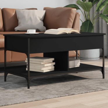 vidaXL Τραπεζάκι Σαλονιού Μαύρο 100x50x50cm Επεξ. Ξύλο & Μέταλλο 1 τεμ.