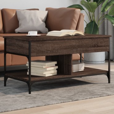 vidaXL Τραπεζάκι Σαλονιού Καφέ Δρυς 100x50x50cm Επεξ. Ξύλο/Μέταλλο 1 τεμ.