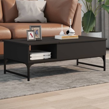 vidaXL Τραπεζάκι Σαλονιού Μαύρο 100x50x35cm από Επεξ. Ξύλο/Μέταλλο 1 τεμ.