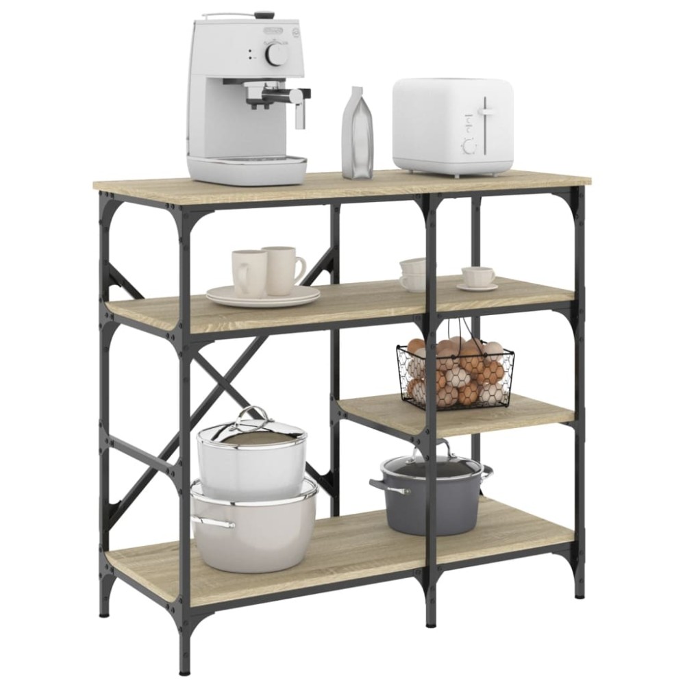 vidaXL Ραφιέρα Κουζίνας Sonoma Δρυς 90x40x84 εκ. Επ. Ξύλο & Μέταλλο