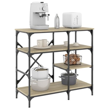 vidaXL Ραφιέρα Κουζίνας Sonoma Δρυς 90x40x84 εκ. Επ. Ξύλο & Μέταλλο