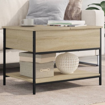 vidaXL Τραπεζάκι Σαλονιού Sonoma Δρυς 70x50x50cm Επ. Ξύλο & Μέταλλο 1 τεμ.