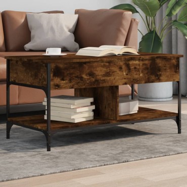 vidaXL Τραπεζάκι Σαλονιού Καπνιστή Δρυς 100x50x50cm Επεξεργ. Ξύλο 1 τεμ.