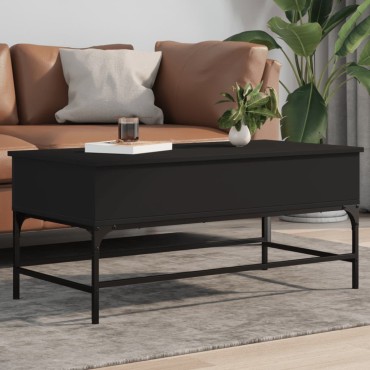 vidaXL Τραπεζάκι Σαλονιού Μαύρο 100x50x45cm Επεξ. Ξύλο & Μέταλλο 1 τεμ.
