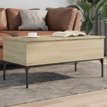 vidaXL Τραπεζάκι Σαλονιού Sonoma Δρυς 100x50x45cm Επεξ. Ξύλο + Μέταλλο 1 τεμ.