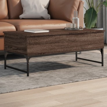 vidaXL Τραπεζάκι Σαλονιού Καφέ Δρυς 100x50x40cm Επ. Ξύλο & Μέταλλο 1 τεμ.