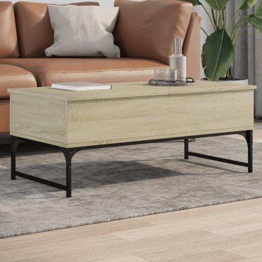 vidaXL Τραπεζάκι Σαλονιού Sonoma Δρυς 100x50x40cm Επ. Ξύλο & Μέταλλο 1 τεμ.