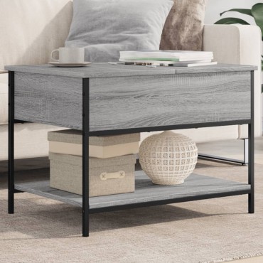 vidaXL Τραπεζάκι Σαλονιού Γκρι Sonoma 70x50x50cm Επεξ. Ξύλο/Μέταλλο 1 τεμ.
